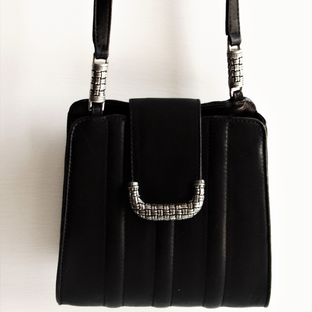 Vicenza Vintage Soft Black Leather Cross Body Bag